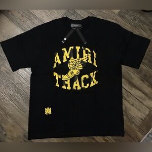 Amiri Mens Black and Yellow Graphic T-Shirt Large
